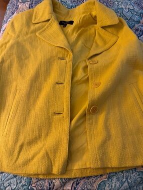 Talbots Bright Yellow Textured Button-Front Jacket
